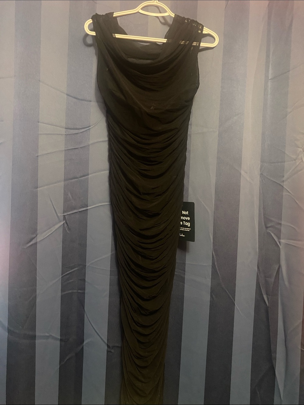 Lulu's Black Draped Ruched Maxi Dress